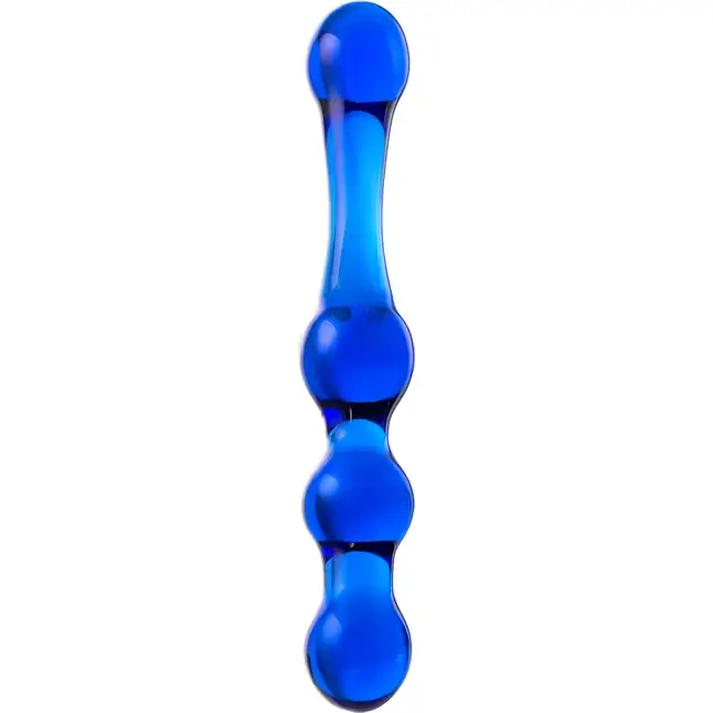 Синий стеклянный фаллоимитатор с наплывами - 20,5 см - Sexus Glass