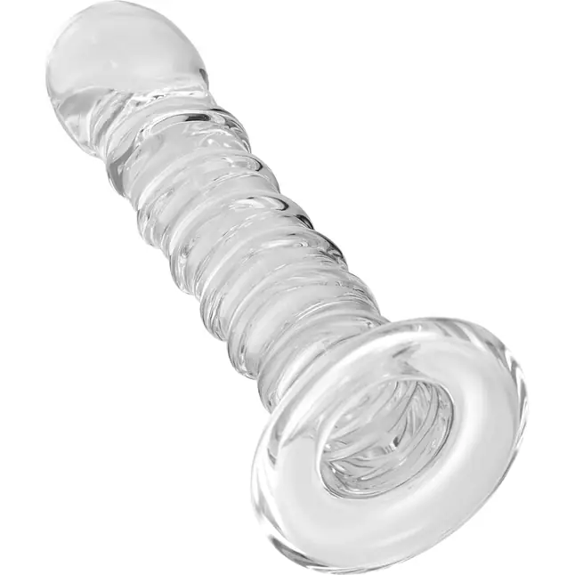 Фаллос со спиралевидным рельефом из прозрачного стекла - 16 см - Sexus Glass. Фотография 3.
