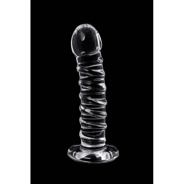 Фаллос со спиралевидным рельефом из прозрачного стекла - 16 см - Sexus Glass. Фотография 8.