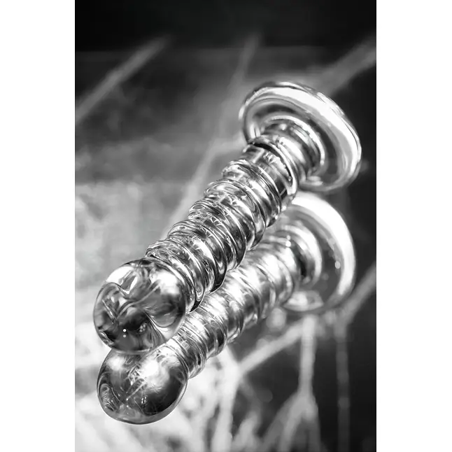Фаллос со спиралевидным рельефом из прозрачного стекла - 16 см - Sexus Glass. Фотография 9.
