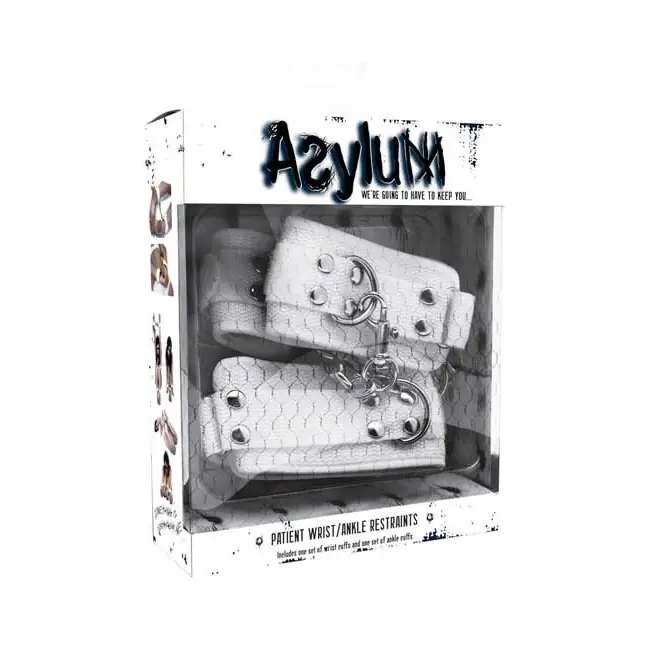 Фиксаторы Asylum белого цвета для рук и ног - Asylum