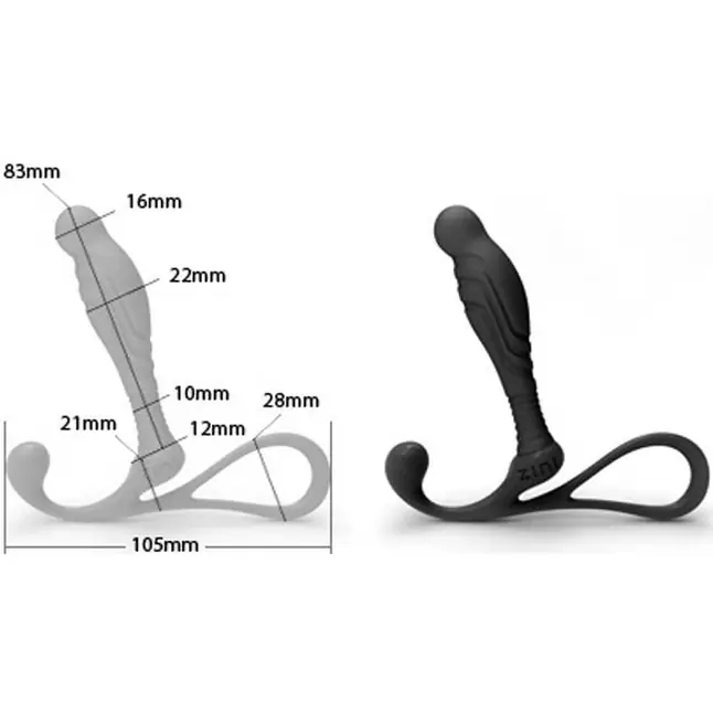 Малый черный массажер простаты ZINI JANUS ANTI-SHOCK. Фотография 4.