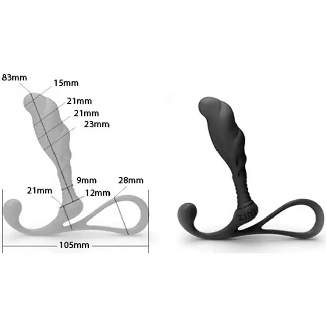 Средний черный массажер простаты ZINI JANUS ANTI-SHOCK. Фотография 4.