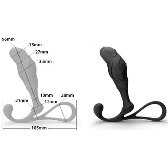 Большой черный массажер простаты ZINI JANUS ANTI-SHOCK. Фотография 4.