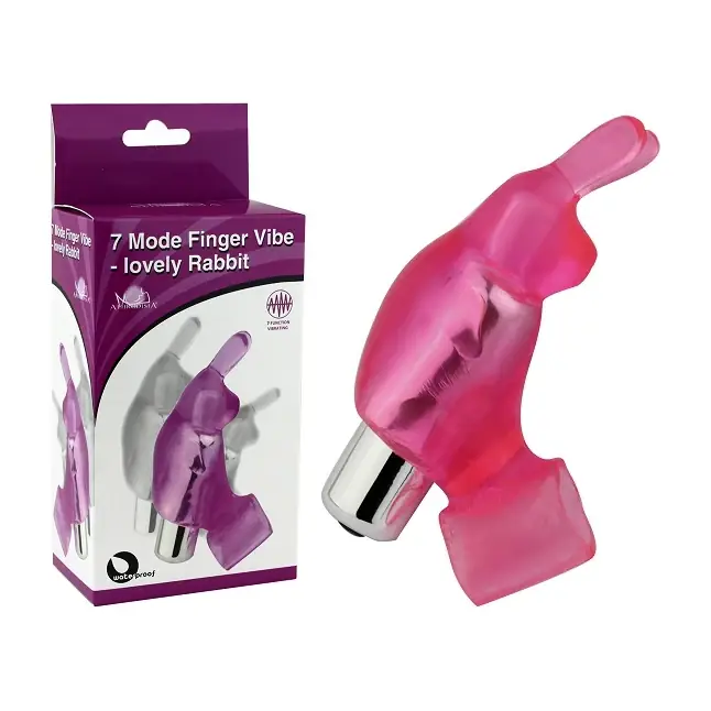 Розовая вибронасадка на пальцы 7 Model Finger Vibe-lovely Rabbit