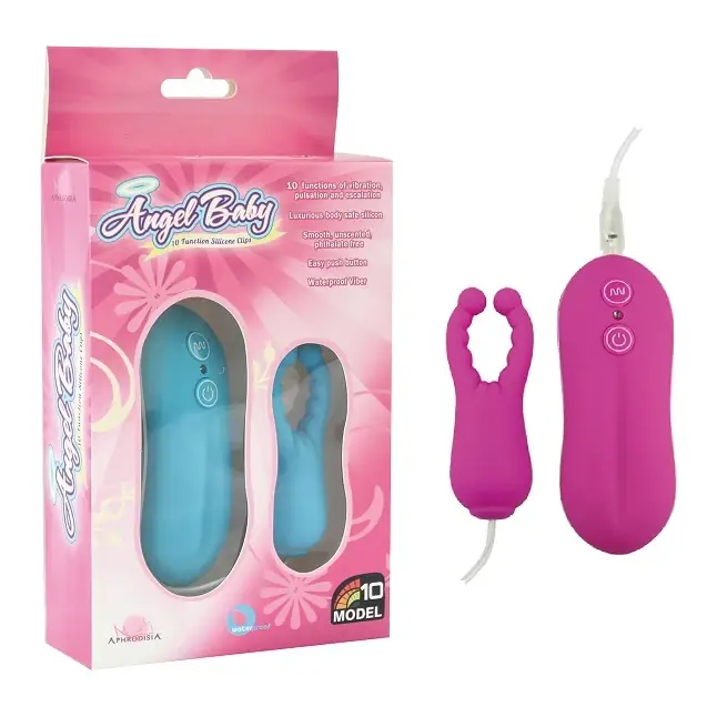 Фиолетовый вибростимулятор с усиками Angel Baby NIpple Cock clips