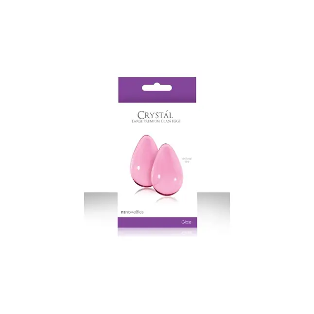 Большие розовые стеклянные вагинальные шарики CRYSTAL KEGEL EGGS - Crystal