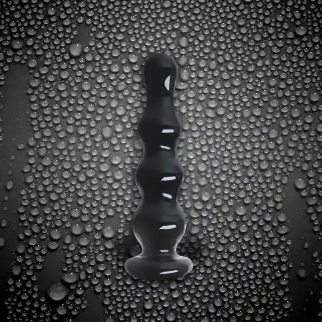 Черный стеклянный анальный стимулятор Crystal - Ripples - Crystal. Фотография 2.