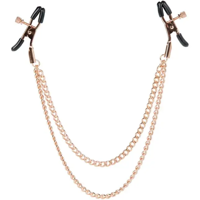 Золотистые зажимы для сосков с цепями Entice Tiered Intimate Clamps - Entice