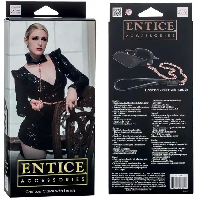Ошейник-воротничок с поводком-цепью Entice Chelsea Collar with Leash - Entice. Фотография 2.
