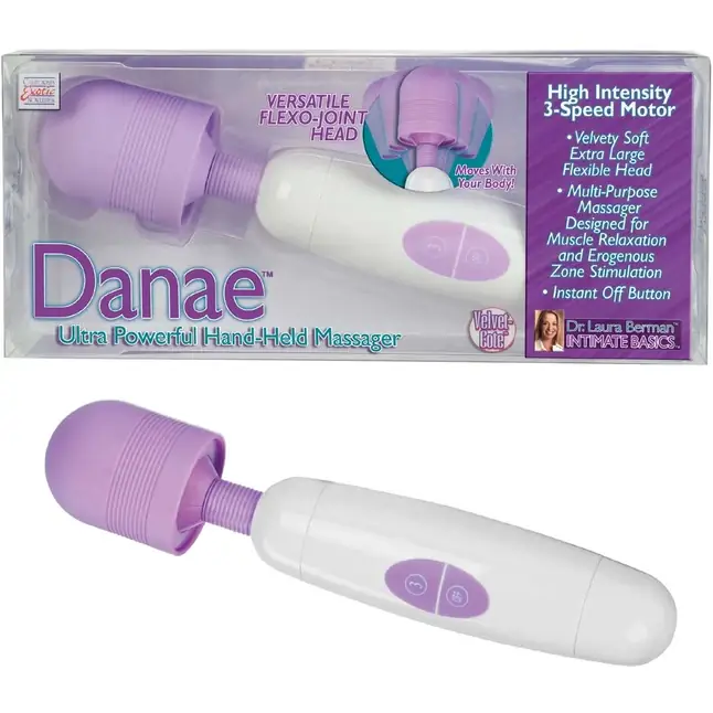 Бело-сиреневый вибратор Danae Ultra Powerful Hand Held Massger - Dr. Laura Berman Collection. Фотография 2.