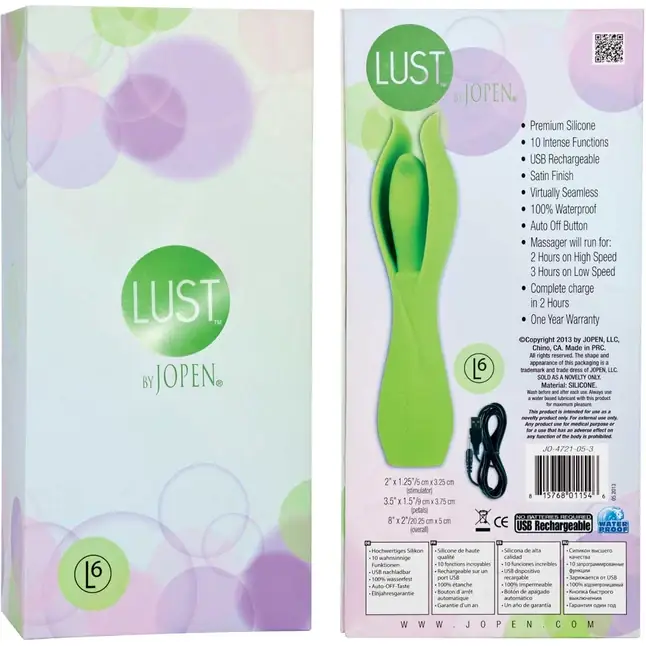 Большой зеленый вибратор с лепестками Lust by JOPEN L6 - Lust. Фотография 2.