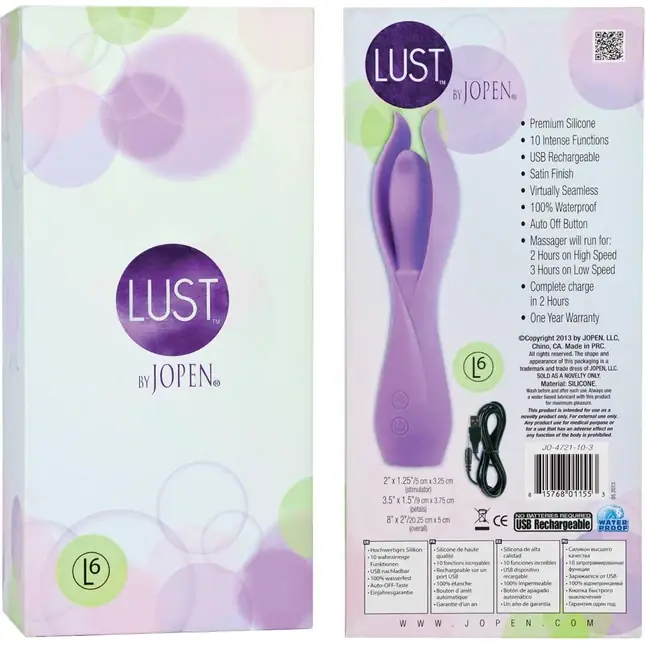Большой фиолетовый вибратор с лепестками Lust by JOPEN L6 - Lust. Фотография 2.