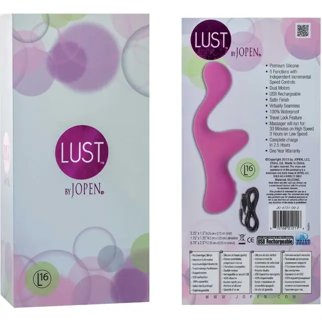 Розовый вибратор для G-точки и клитора Lust by JOPEN L16 - Lust. Фотография 2.