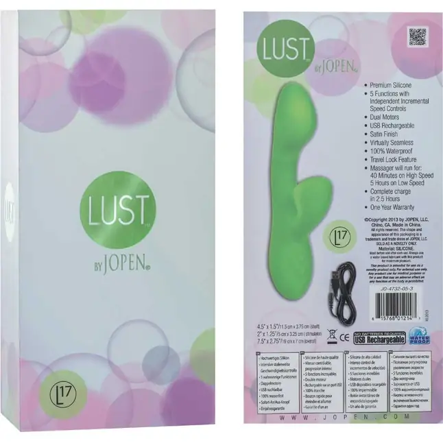 Зеленый вибратор Lust by JOPEN L17 - Lust. Фотография 2.