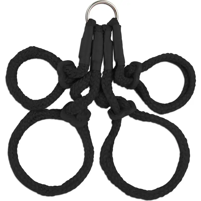 Чёрные фиксаторы для рук и ног Japanese Silk Rope Hogtie - Fetish Fantasy Series
