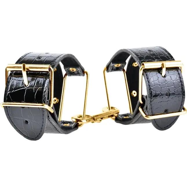 Черные с золотом наручники Cuffs - Fetish Fantasy Gold. Фотография 2.