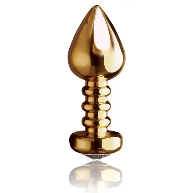 Золотистая анальная пробка с кристаллом Luv Plug - 10,1 см - Fetish Fantasy Gold. Фотография 2.