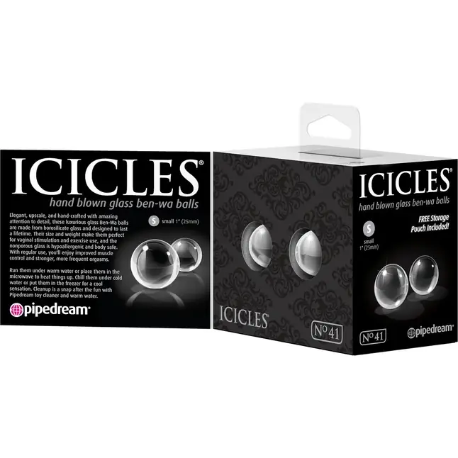 Вагинальные шарики из стекла Small Glass Ben-Wa - Icicles. Фотография 4.