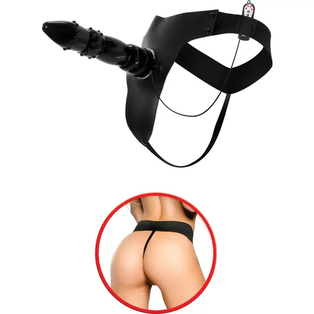 Страпон с вибрацией Black Magic Vibrating Strap-On - 19 см - Fetish Fantasy Series. Фотография 3.