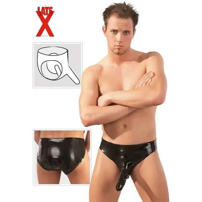 Мужской страпон на трусиках из латекса Latex Gents-Slip с анальной пробкой - Late X