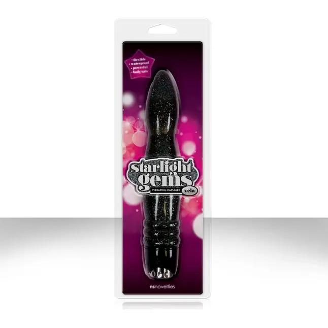 Чёрный вибромассажер Starlight Gems Vela Vibrating Massager - 20,3 см - Starlight Gems. Фотография 3.