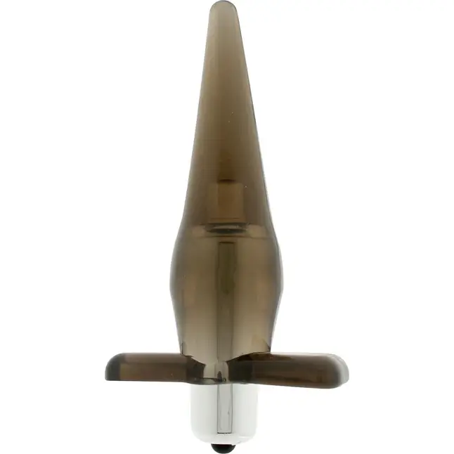 Дымчатая анальная пробка Power Buttplug с вибрацией - 12 см - Manpower
