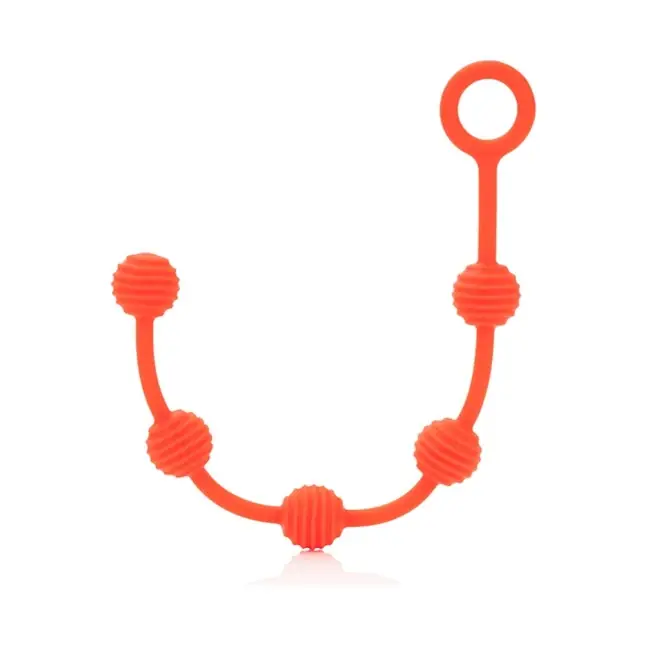 Набор оранжевых анальных цепочек Posh Silicone O Beads - Posh. Фотография 5.