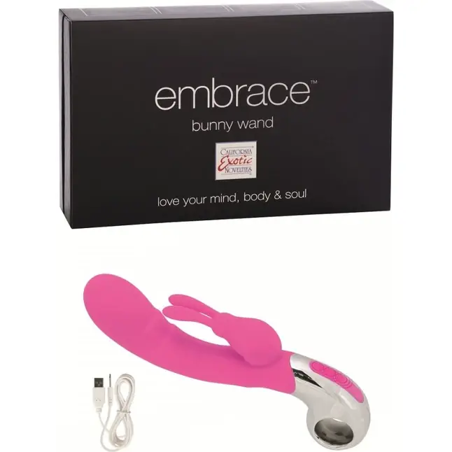 Розовый вибратор Embrace Bunny Wand - 21 см - Embrace. Фотография 2.