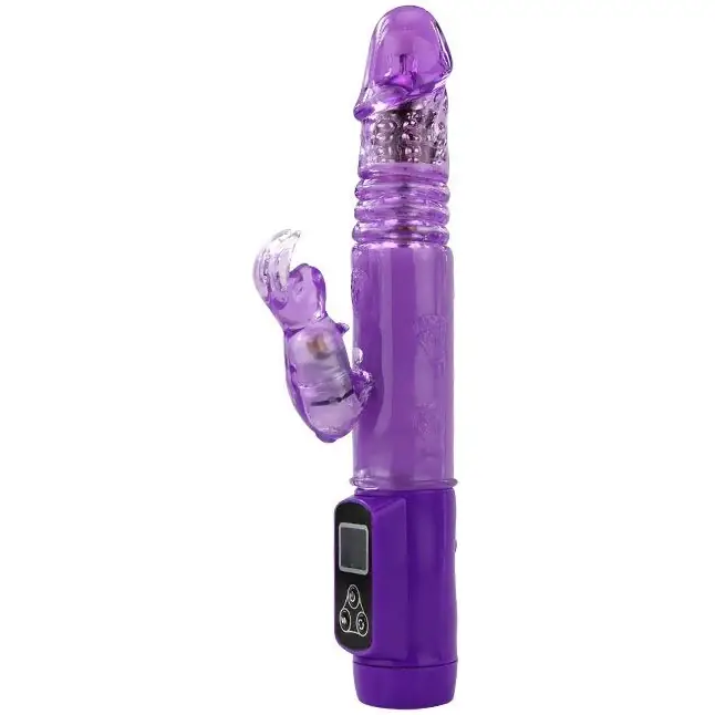 Фиолетовый вибратор Up and Down Love Doudse с ротацией - 22,4 см