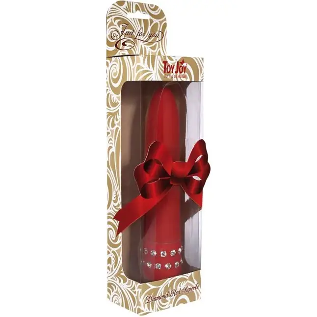 Красный вибратор DIAMOND RED SUPERBE VIBE с кристаллами - 15 см - Just For You. Фотография 2.