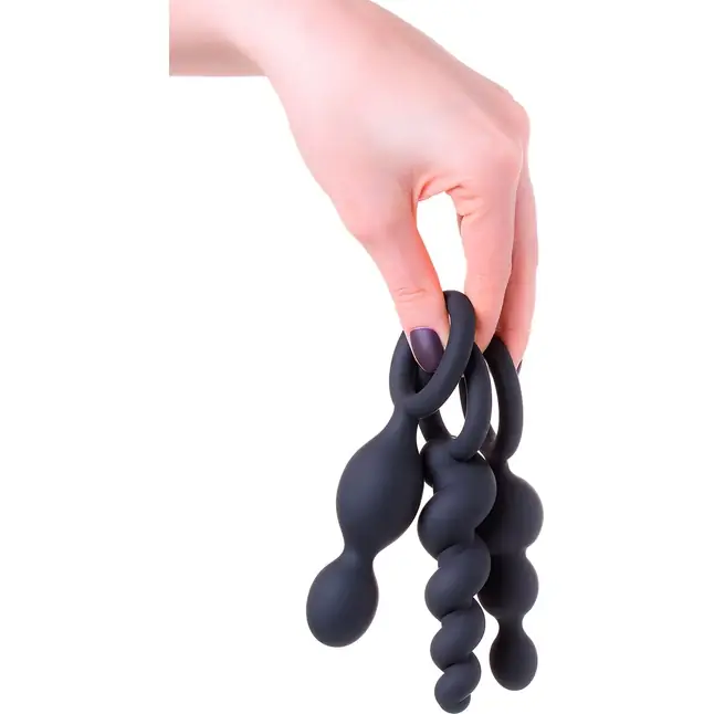Набор чёрных анальных цепочек Satisfyer Booty Call. Фотография 2.