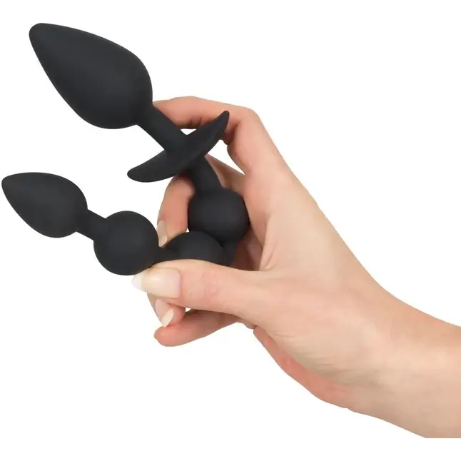 Чёрная анальная цепочка с рукоятью в виде пробки - You2Toys. Фотография 4.