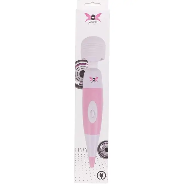Бело-розовый, работающий от USB вибромассажёр Pixey Wand Pink Edition - 32 см. Фотография 3.