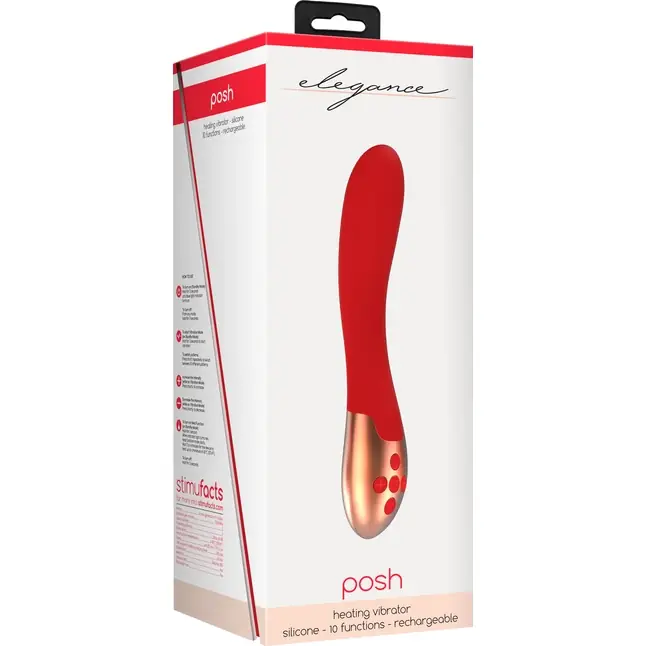 Красный вибратор Posh с функцией нагрева - 20 см - Elegance. Фотография 10.