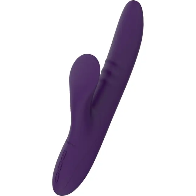 Фиолетовый вибратор с клиторальным стимулятором Nalone Peri - 23,3 см