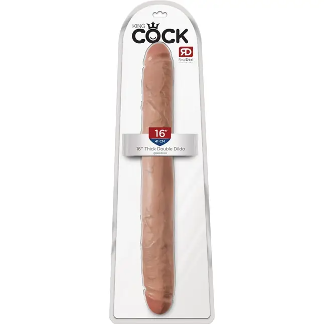 Кофейный двусторонний фаллоимитатор 16 Thick Double Dildo - 40,6 см - King Cock. Фотография 4.