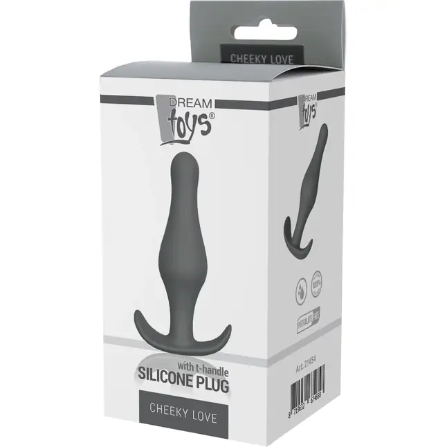Серый удлиненный анальный стимулятор PLUG WITH T-HANDLE - 12,7 см. - Bootyful. Фотография 3.