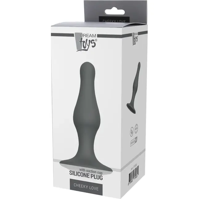 Серый удлиненный анальный стимулятор PLUG WITH SUCTION CUP - 15,6 см - Bootyful. Фотография 3.