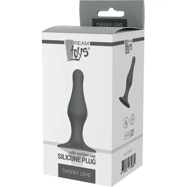 Серый удлиненный анальный стимулятор PLUG WITH SUCTION CUP - 12,7 см - Bootyful. Фотография 3.