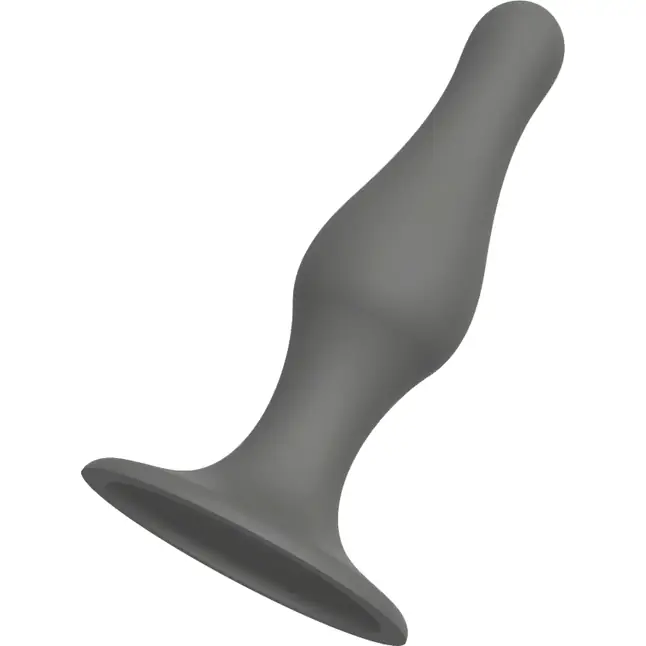 Серый удлиненный анальный стимулятор PLUG WITH SUCTION CUP - 10,3 см - Bootyful. Фотография 2.