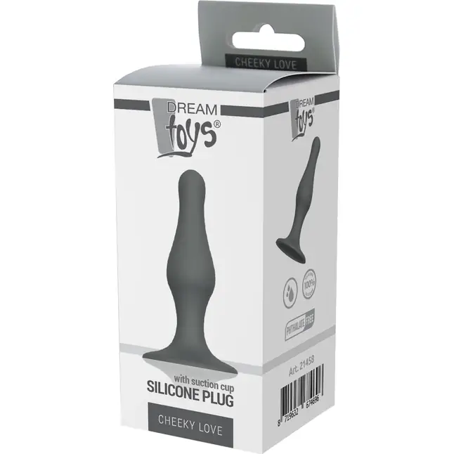 Серый удлиненный анальный стимулятор PLUG WITH SUCTION CUP - 10,3 см - Bootyful. Фотография 3.