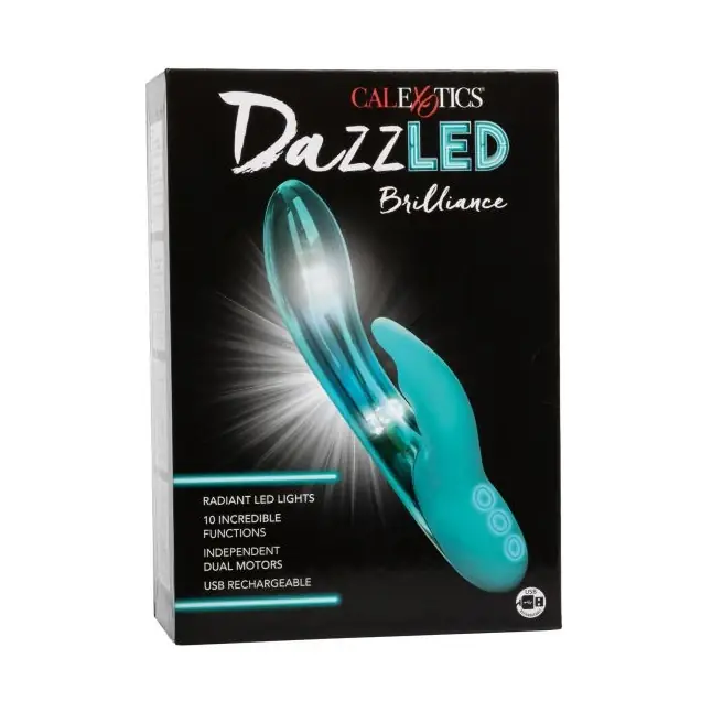 Бирюзовый вибратор Brilliance с клиторальным отростком - DazzLED. Фотография 5.