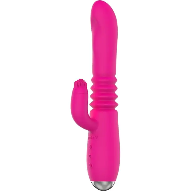 Розовый вибратор с клиторальным стимулятором Nalone Idol Plus - 22,4 см. Фотография 2.