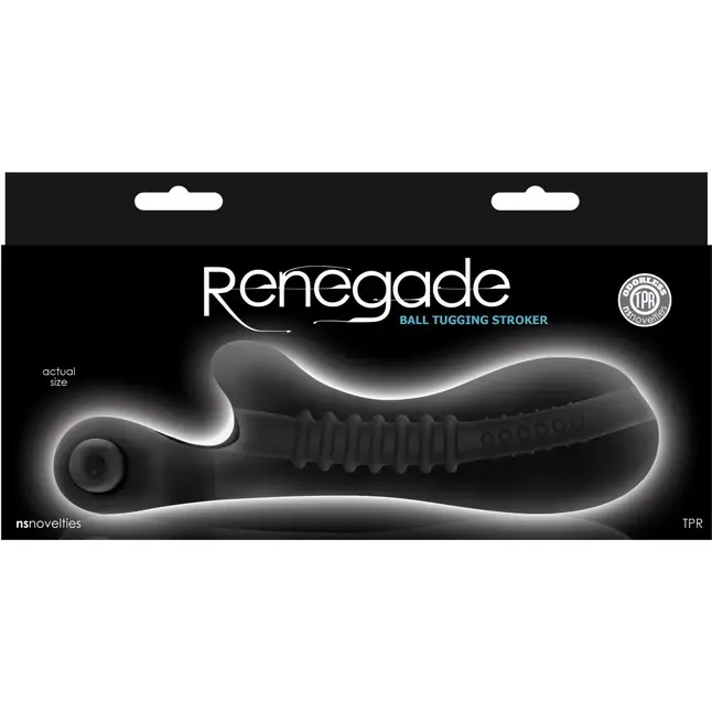 Черный мастурбатор с вибростимулятором мошонки Renegade Ball Tugging Stroker - Renegade. Фотография 2.