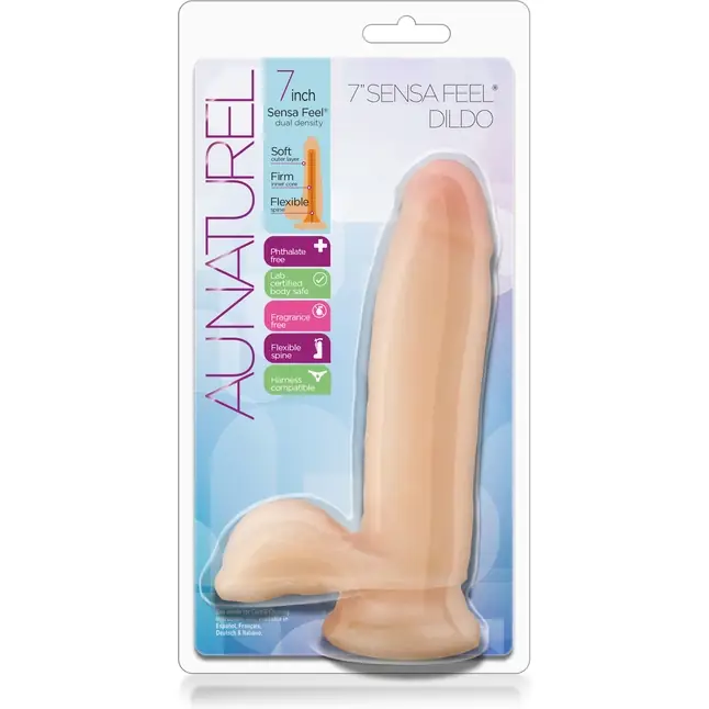 Телесный фаллоимитатор 7 inch Sensa Feel Dildo - 17,8 см - Au Naturel. Фотография 3.