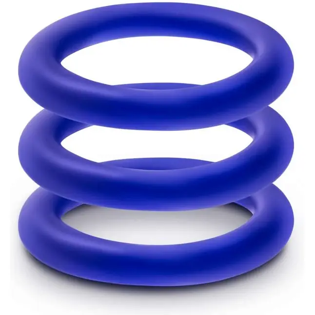 Набор из 3 синих эрекционных колец VS2 Pure Premium Silicone Cock Rings - Performance. Фотография 4.