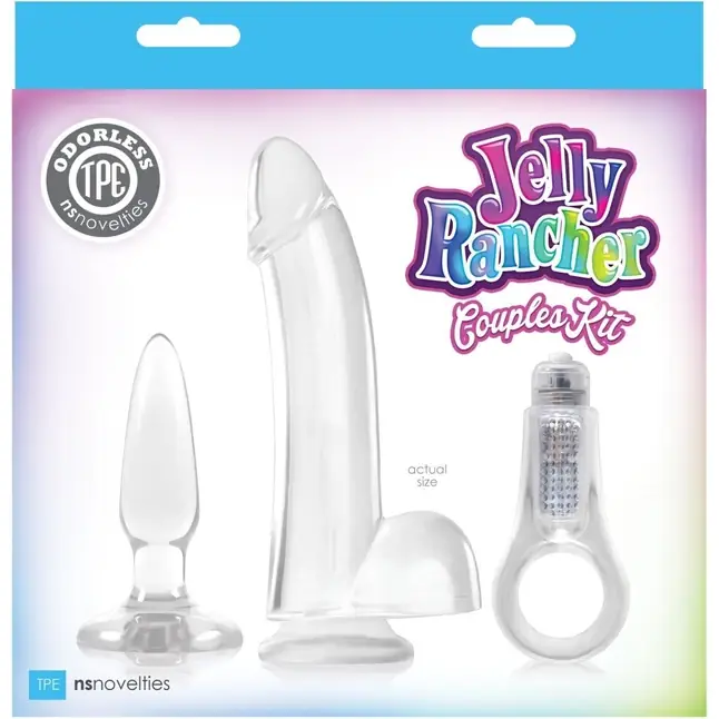 Набор прозрачных стимуляторов из трех аксессуаров Couples Kit - Jelly Rancher. Фотография 2.