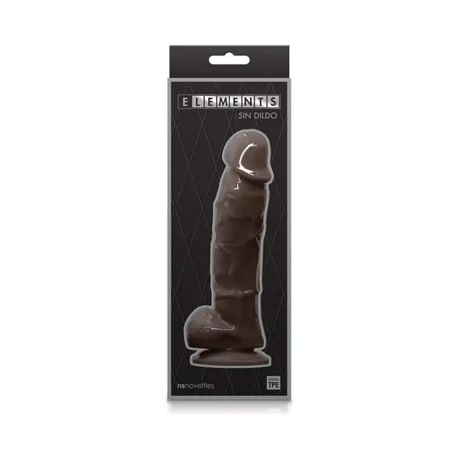Коричневый фаллоимитатор с мошонкой на присоске 5 Inch Dildo - 17,5 см - Elements. Фотография 2.