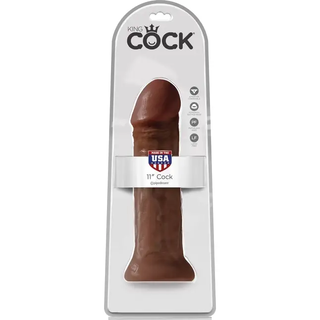 Фаллоимитатор-гигант коричневого цвета на присоске 11 Cock - 28 см - King Cock. Фотография 3.